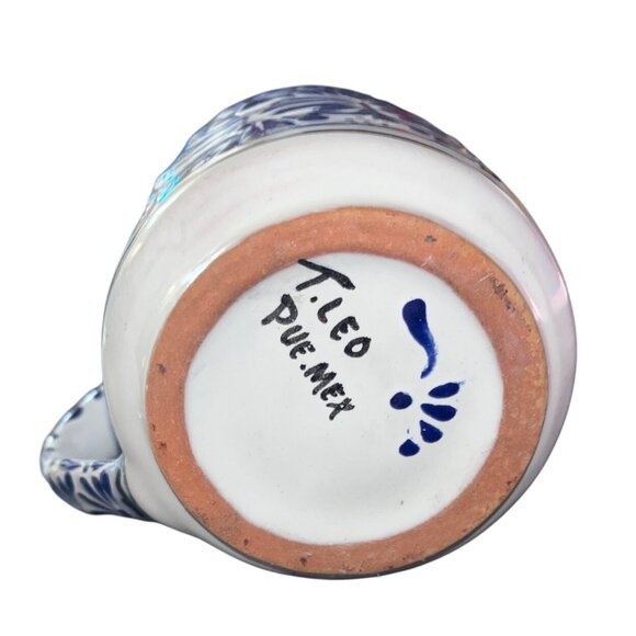 Telavera Mexico Coffee Tea Mug Blue White Milestones Pattern 4" - Picture 4 of 4